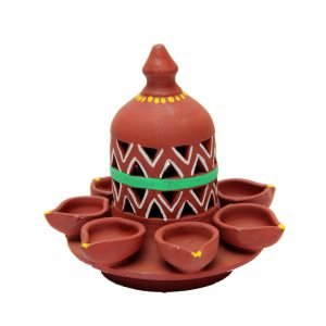 17. Clay Handicraft - Cutting Diya (Green)