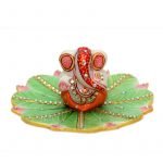 17. Marble Handicraft - Ganesh on Green Lotus