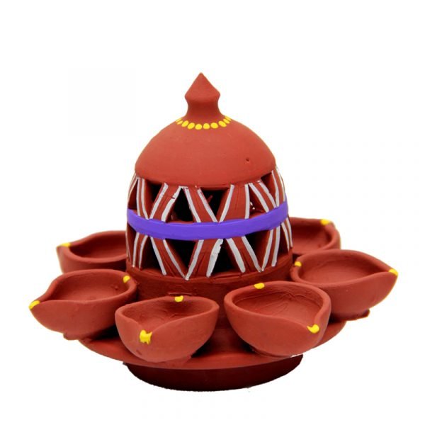 19. Clay Handicraft - Cutting Diya (Purple)