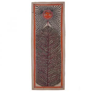 3. Madhubani Painting - Radiating Sun and Glowing Tree