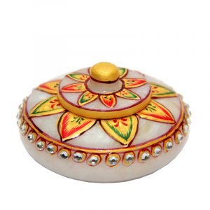 4. Marble Handicraft - Carved Sindoor Holder B