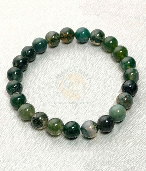 Natural Healing Stone Crystal Bracelet - Moss Agate Natural Healing Stone Crystal Bracelet - Moss Agate