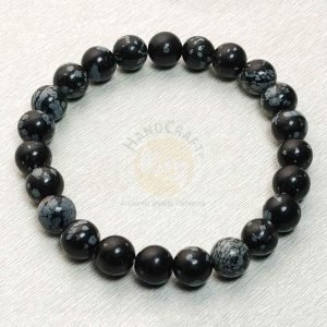 Natural Healing Stone Crystal Bracelet - Snowflake Obsidian