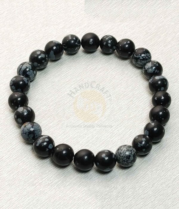 Natural Healing Stone Crystal Bracelet - Snowflake Obsidian