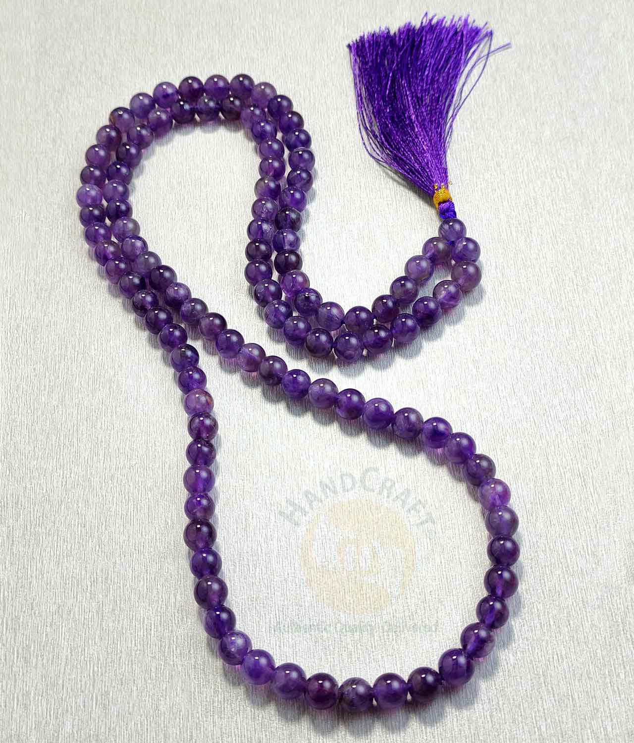 Natural Healing Stone Crystal Mala Necklace - Amethyst