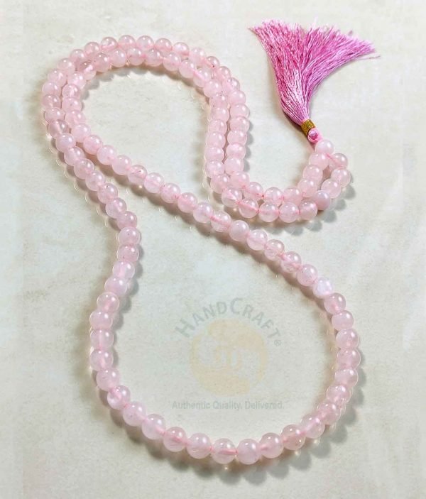 Natural Healing Stone Crystal Mala Necklace - Rose Quartz Natural Healing Stone Crystal Mala Necklace - Rose Quartz