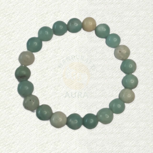 Amazonite bracelet with muted blue-green and cream mottled round beads