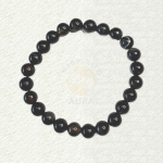 Black Sulemani Hakik bracelet with black round beads and grey-white banding