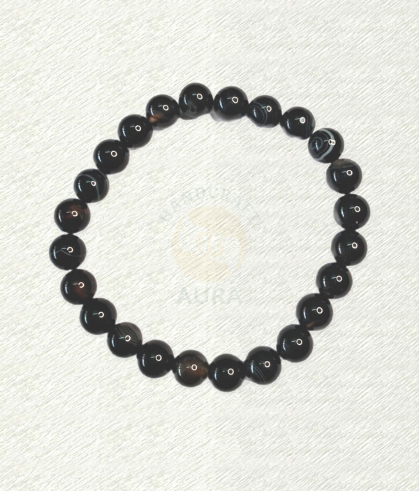 Black Sulemani Hakik Bracelet Black Sulemani Hakik bracelet with black round beads and grey-white banding
