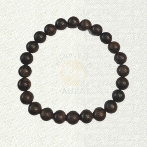 Bronzite bracelet with brown and bronze-toned mottled round beads