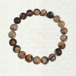 Brown Zebra Jasper bracelet with brown and cream striped round beads