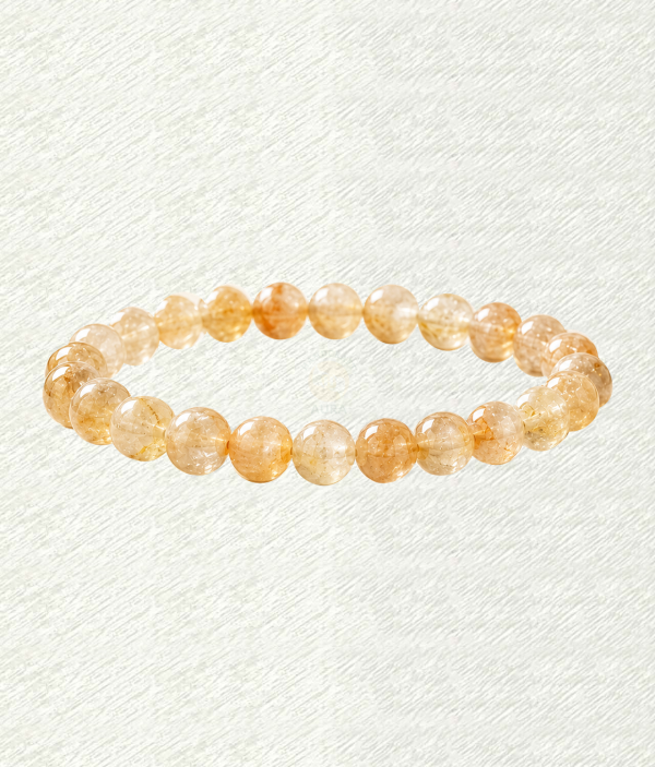 Citrine Natural bracelet with pale-yellow transparent-looking round beads