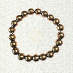 Golden Hematite bracelet with highly reflective gold-toned round beads