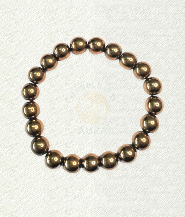 Golden Hematite bracelet with highly reflective gold-toned round beads