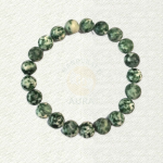 Green Spot Jasper bracelet with green, cream and white mottled round beads