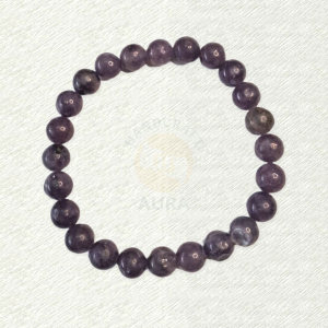 Lepidolite bracelet with purple and grey-toned mottled round beads