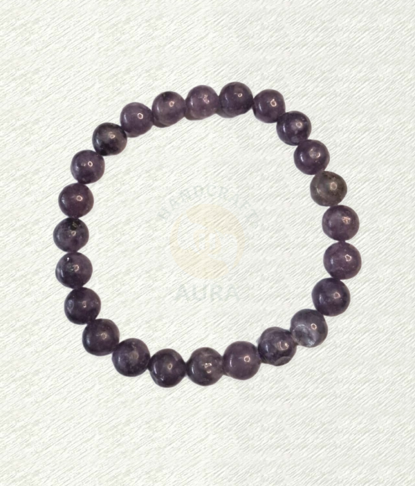 Lepidolite bracelet with purple and grey-toned mottled round beads