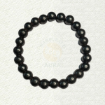 Magnetite bracelet with reflective dark-silver and black round beads