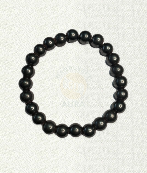 Magnetite Bracelet Magnetite bracelet with reflective dark-silver and black round beads