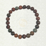 Multi Picasso Jasper bracelet with patterned brown, rust and muted green round beads