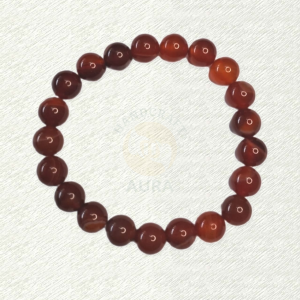 Red Sulemani Hakik bracelet with deep red and orange round beads and subtle banding