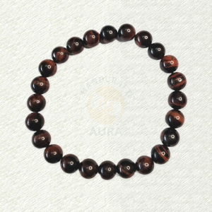 Red Tiger Eye bracelet with dark red-brown striped round beads