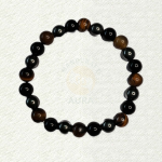 Triple Protection bracelet with contrasting dark and warm brown round beads